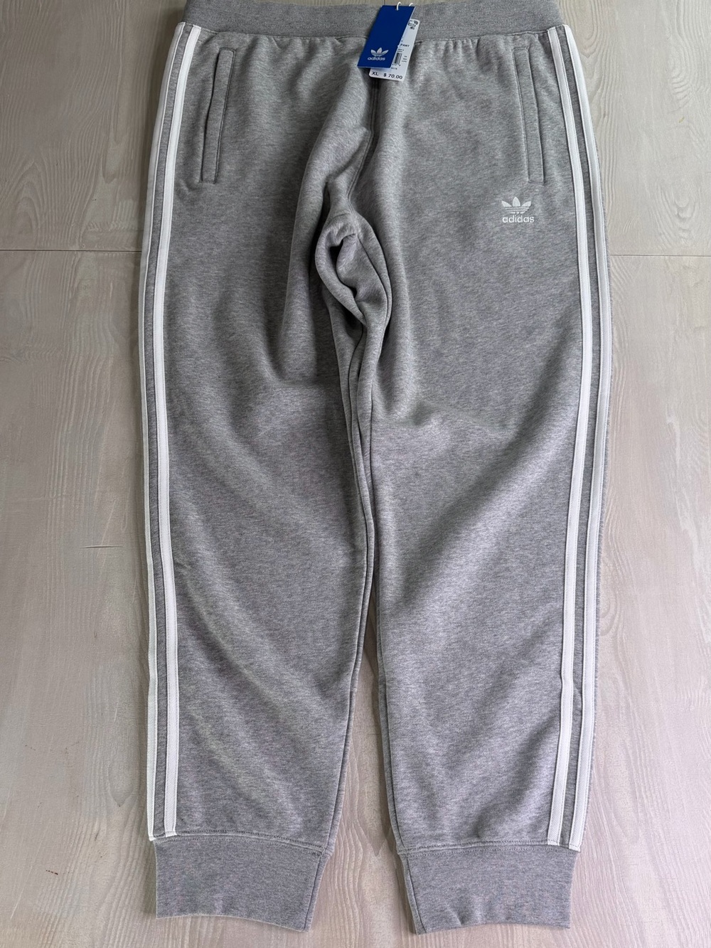 adidas Gray Track Joggers with White Stripes